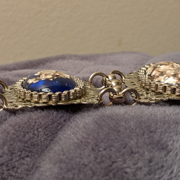 Vintage Foiled Blue & Silver Tone Bracelet - Picture 6 of 8